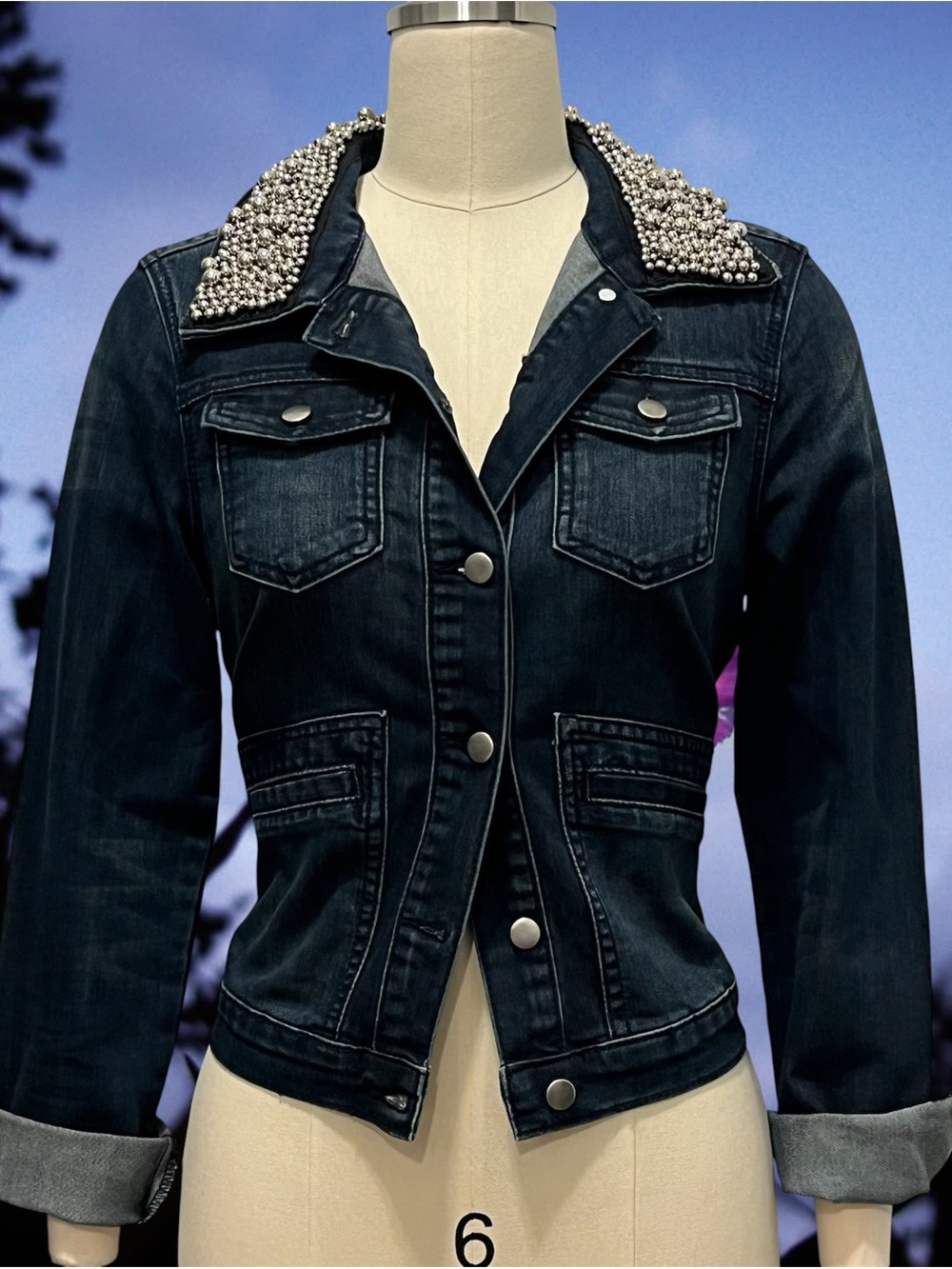 Forever21 Pearl Collar Denim Jacket